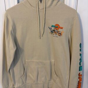 Space Jam Graphic Hoodie - Beige Men's Pullover Size Small